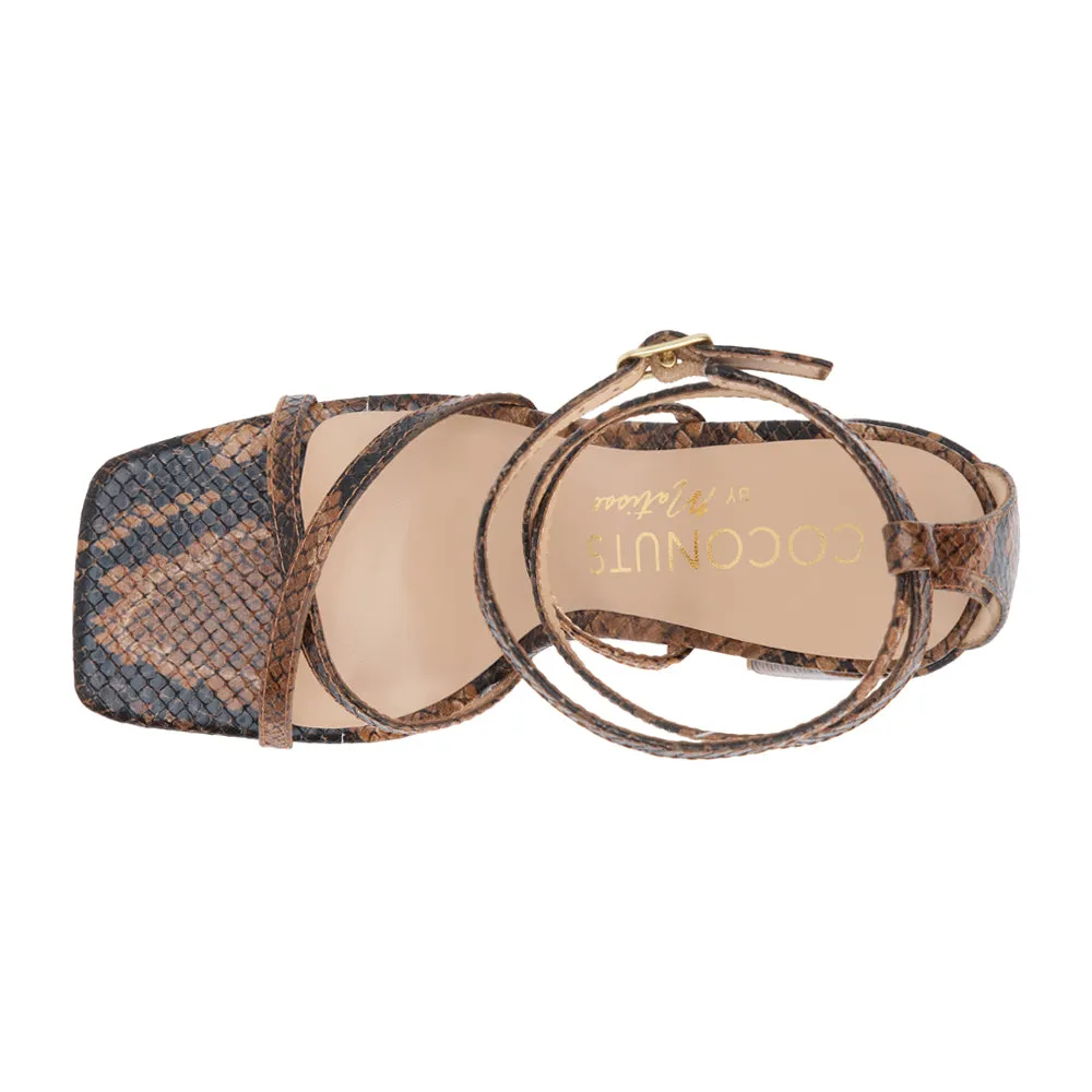 Abba Snake Print Block Heel Sandals
