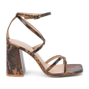 Abba Snake Print Block Heel Sandals