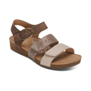 Aetrex Lilly Adjustable Quarter Strap Taupe Women's Sandal