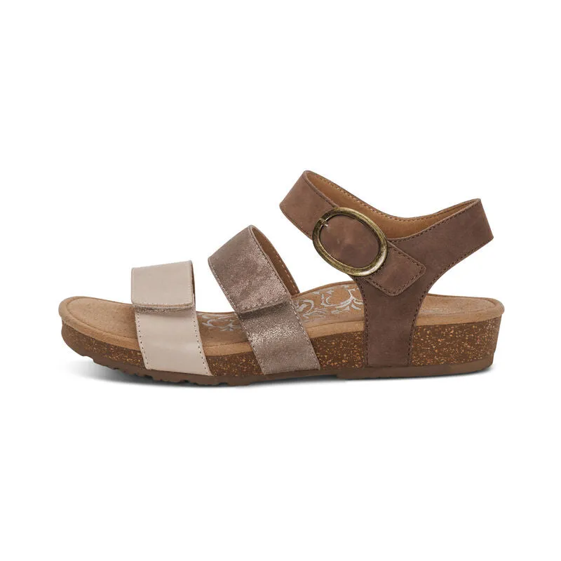 Aetrex Lilly Adjustable Quarter Strap Taupe Women's Sandal