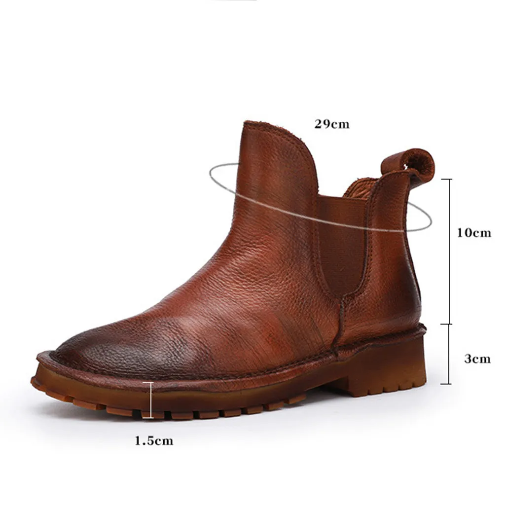 Autumn Winter Soft Bottom Leather Retro Short Boots | Gift Shoes