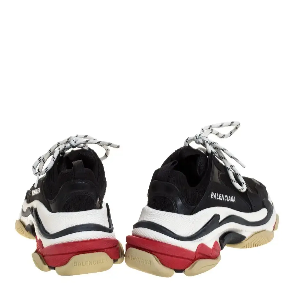 Balenciaga Black Mesh, Suede and Leather Triple S Sneakers Size 6