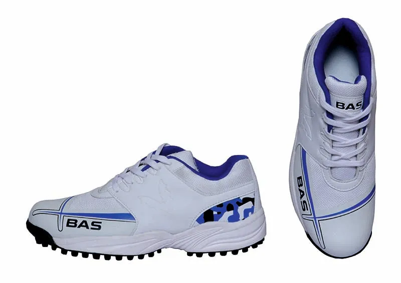 BAS Cricket Shoes White/Blue Camo