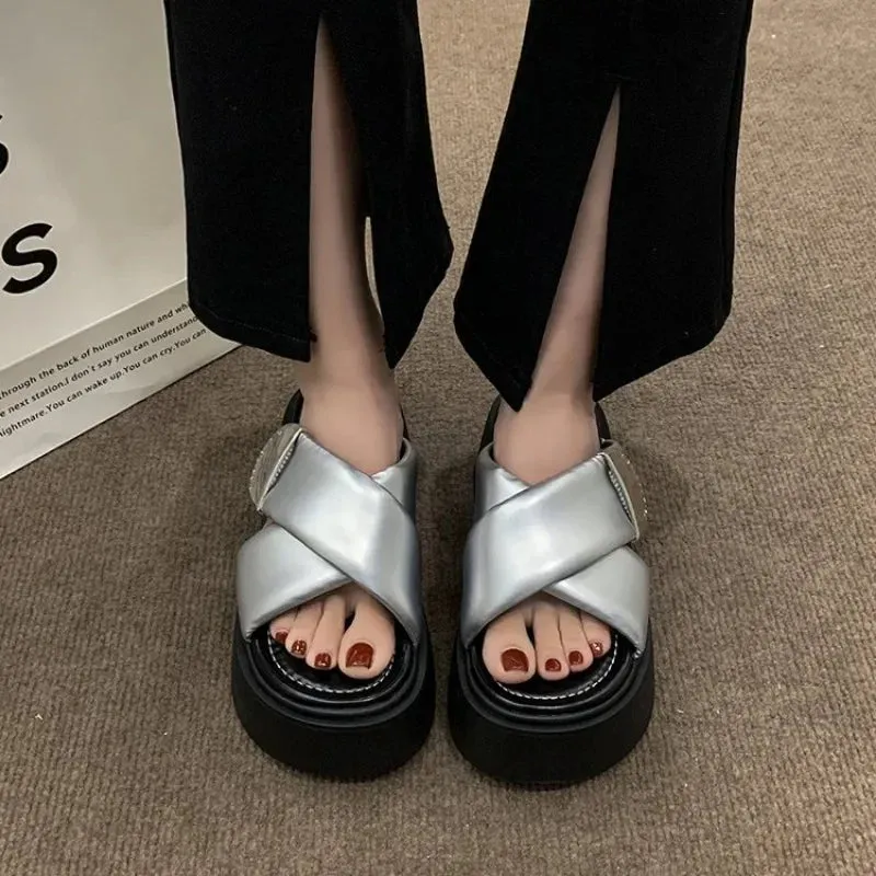 binfenxie  -  Thick Soled Slippers Sandals for Women Summer Casual Flip Flops New Clip on Beach Sandales Shoes Black White Slides Femme