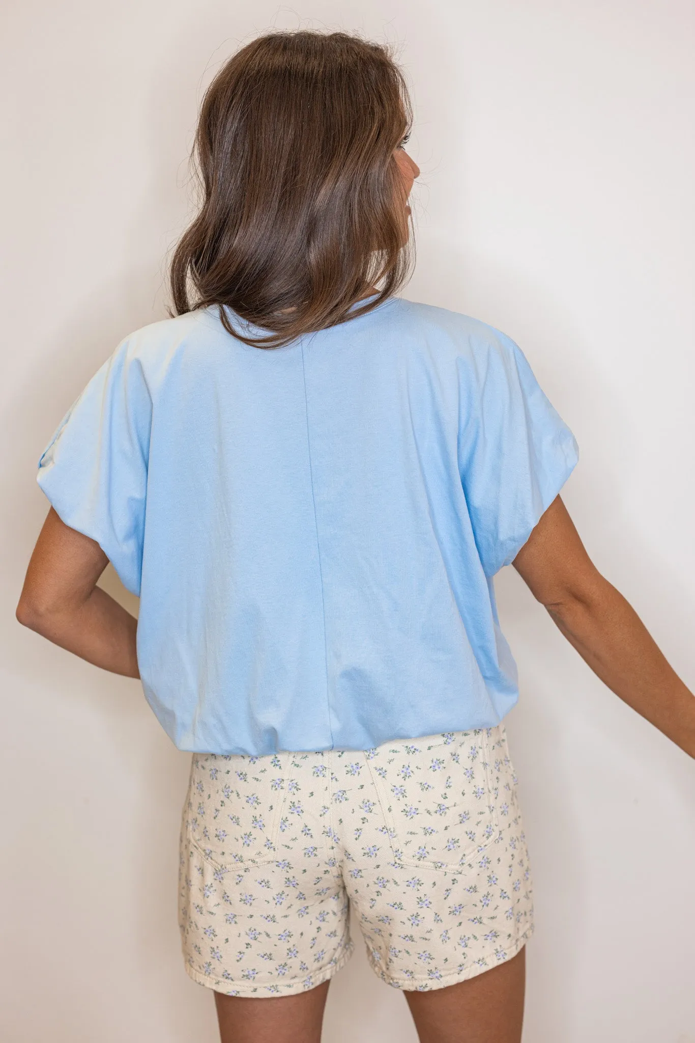 Bubble Hem Perfection Blue Top