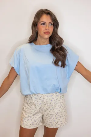 Bubble Hem Perfection Blue Top