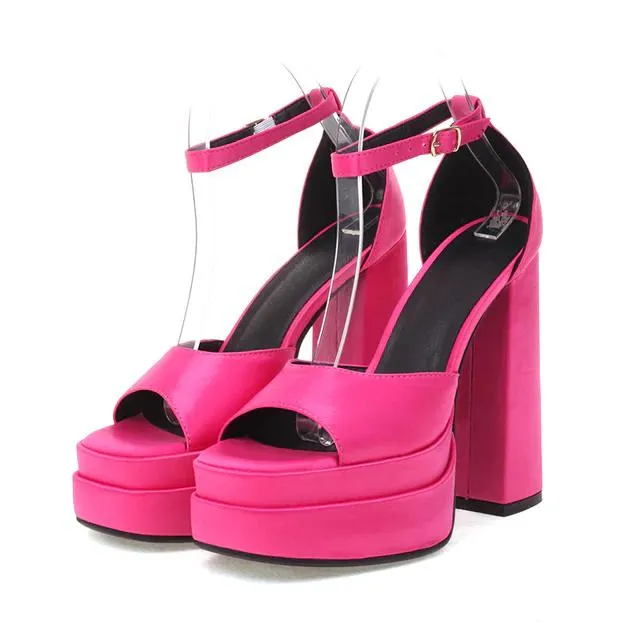 Buckle Strap Platform Heels Sandals