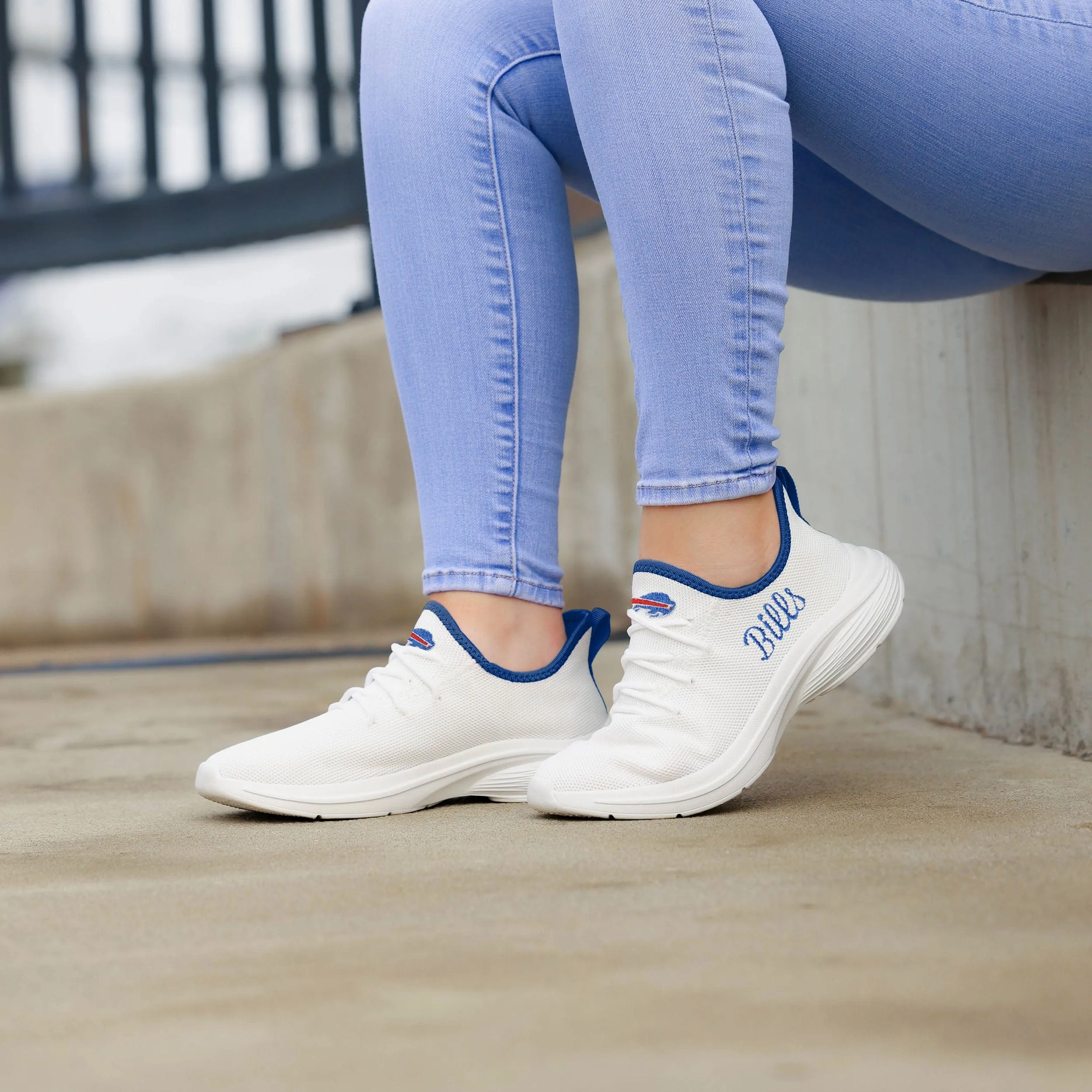 Buffalo Bills Womens Midsole White Sneakers