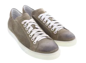 DANIELA FARGION Beige Perforated Suede Low Top Sneakers-