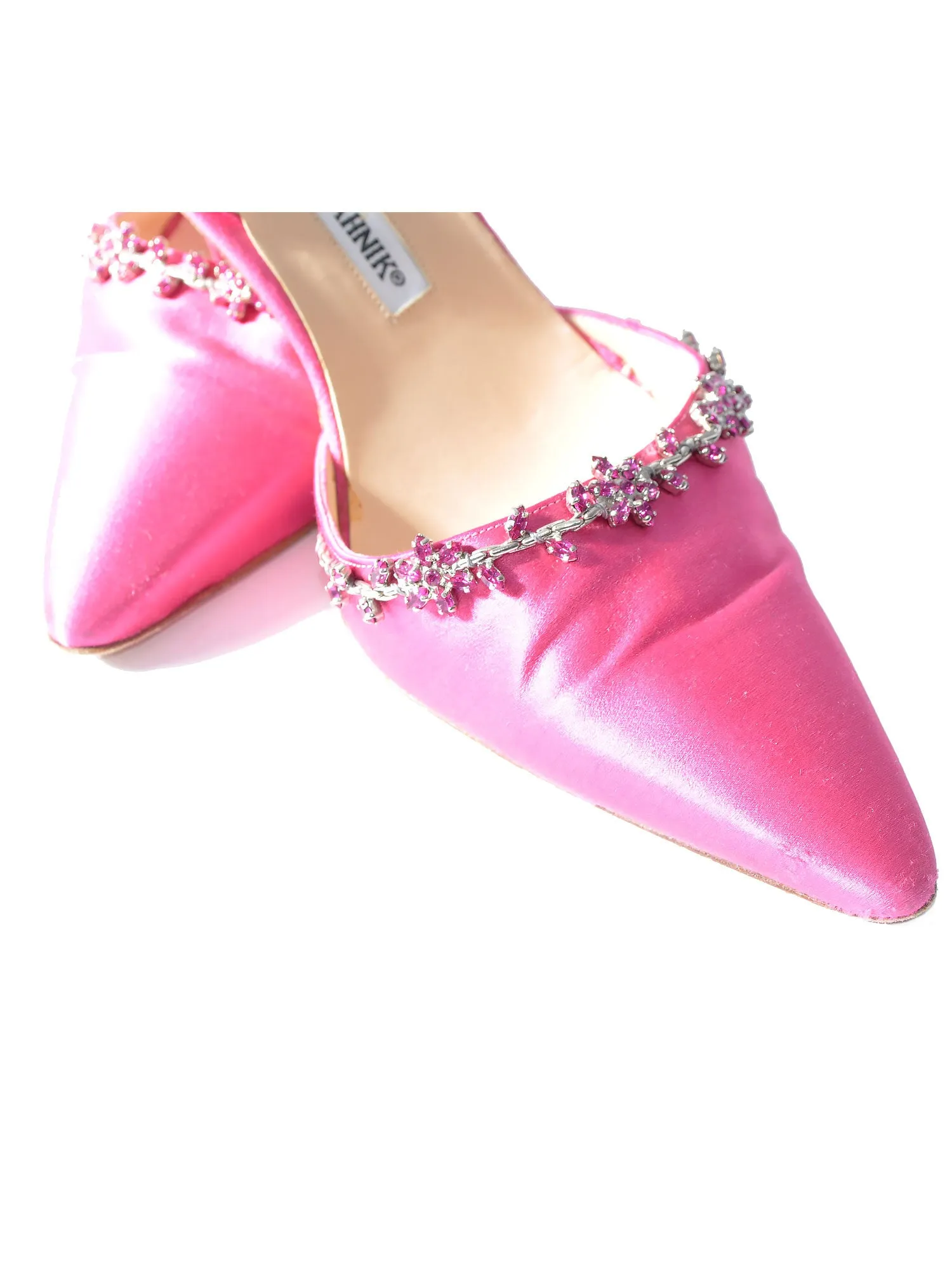 Embellished Satin Slingbacks
