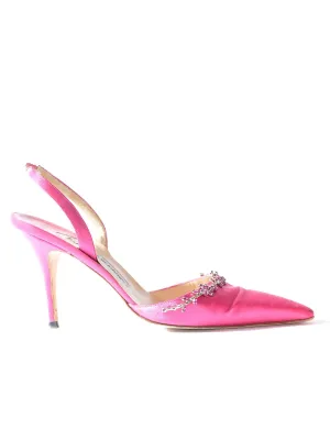 Embellished Satin Slingbacks