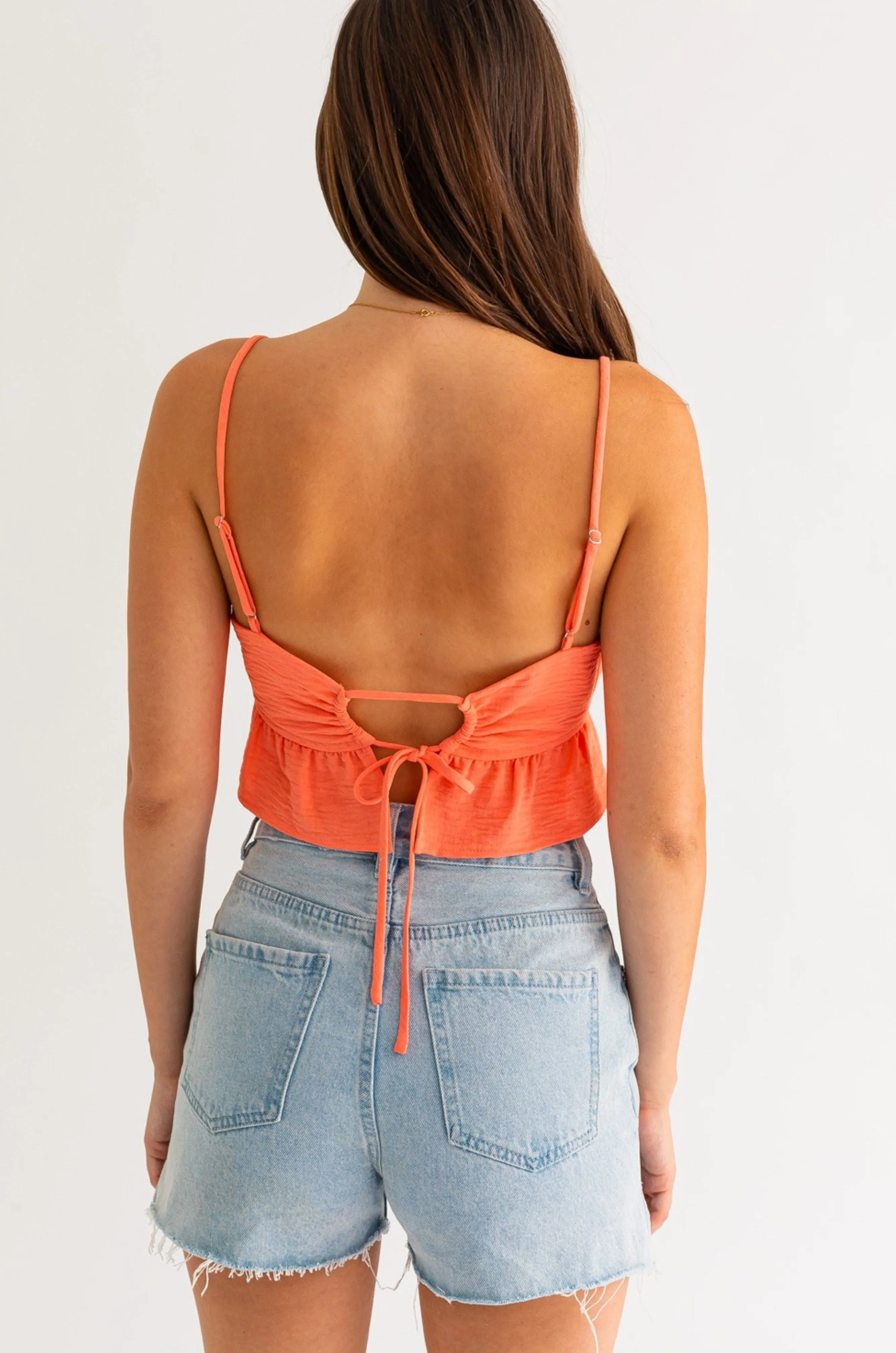 Flex Orange Cropped Babydoll Top
