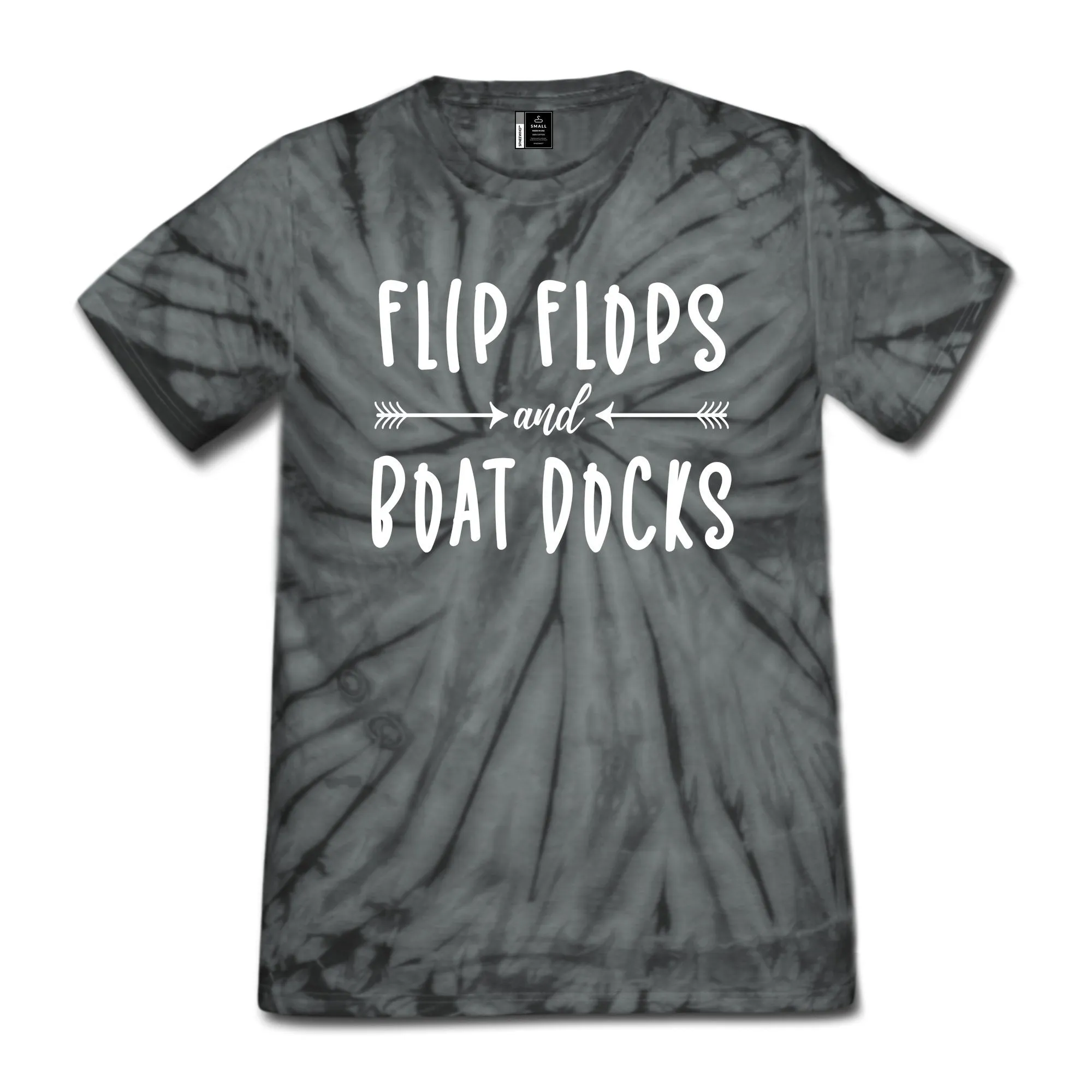 Flip Flops and Boat Docks Shirt Women Short Sleeve Lake Tshirt Funny Tie Dye Boating Vacation T-Shirt Tee Black