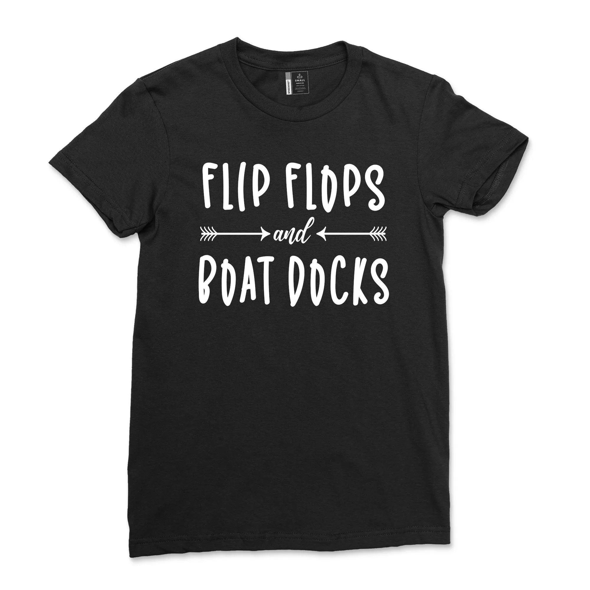 Flip Flops and Boat Docks Shirt Women Short Sleeve Lake Tshirt Funny Tie Dye Boating Vacation T-Shirt Tee Black