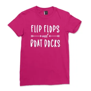 Flip Flops and Boat Docks Shirt Women Short Sleeve Lake Tshirt Funny Tie Dye Boating Vacation T-Shirt Tee Black