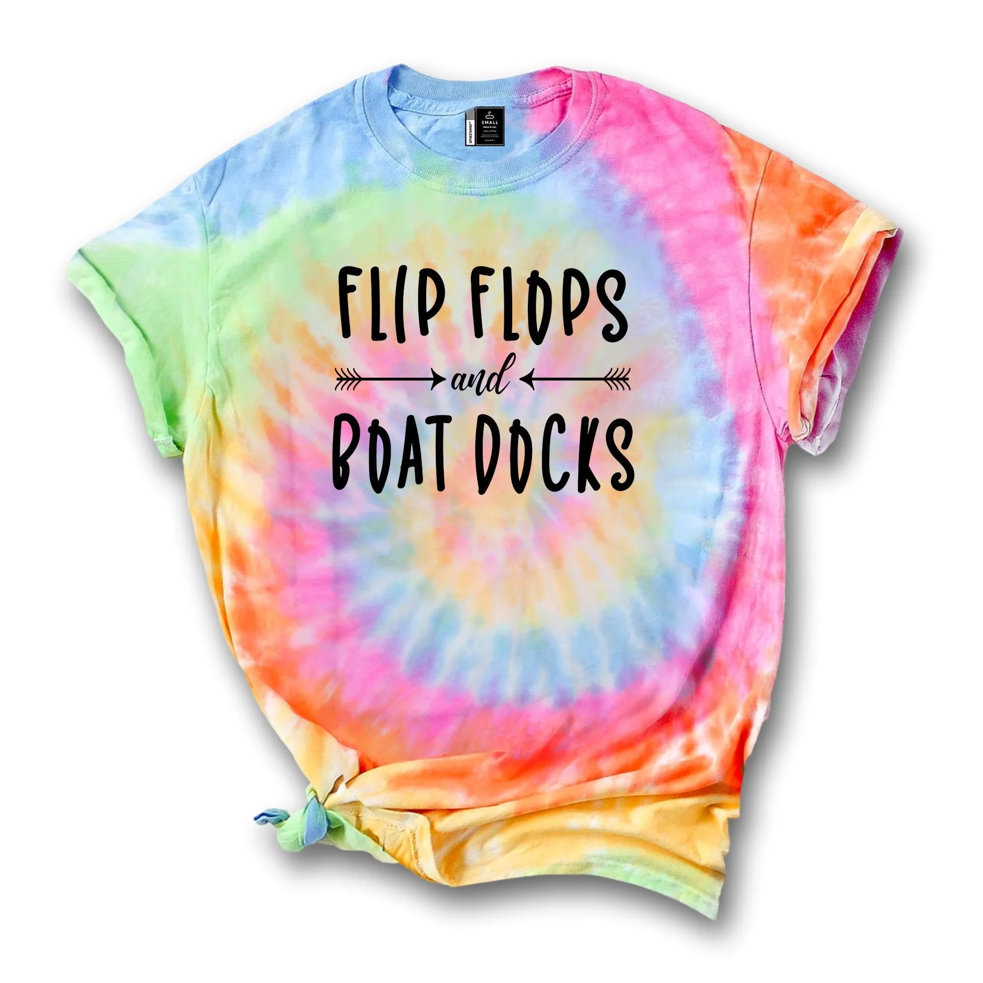 Flip Flops and Boat Docks Shirt Women Short Sleeve Lake Tshirt Funny Tie Dye Boating Vacation T-Shirt Tee Black