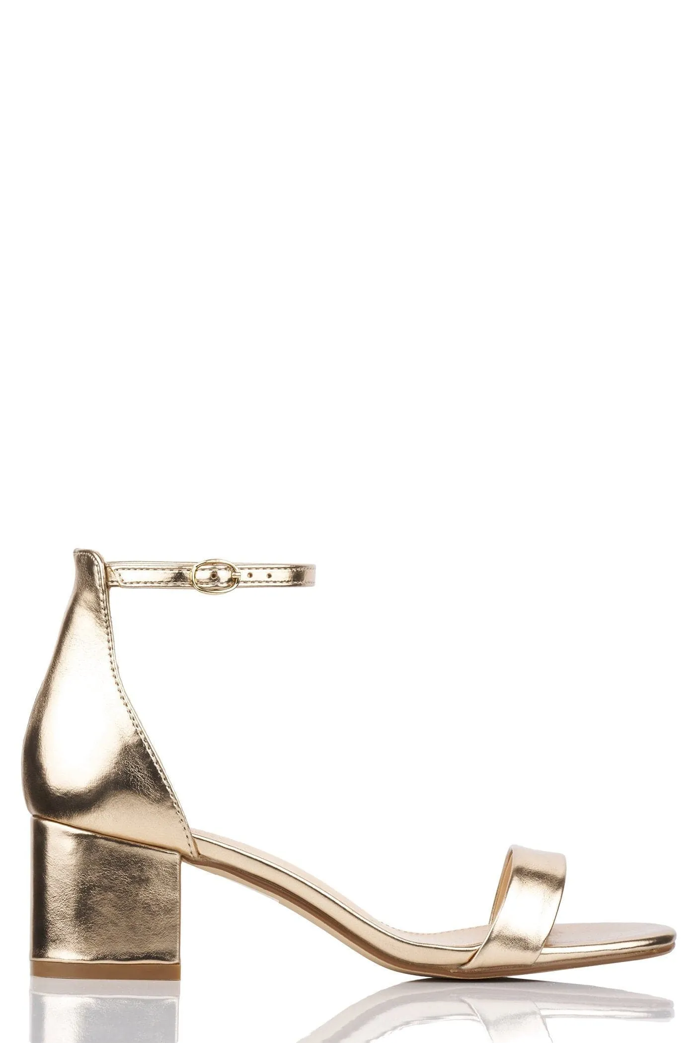 Karley Barely There Ankle Strap Block Heel Sandal In Rose Gold Matt