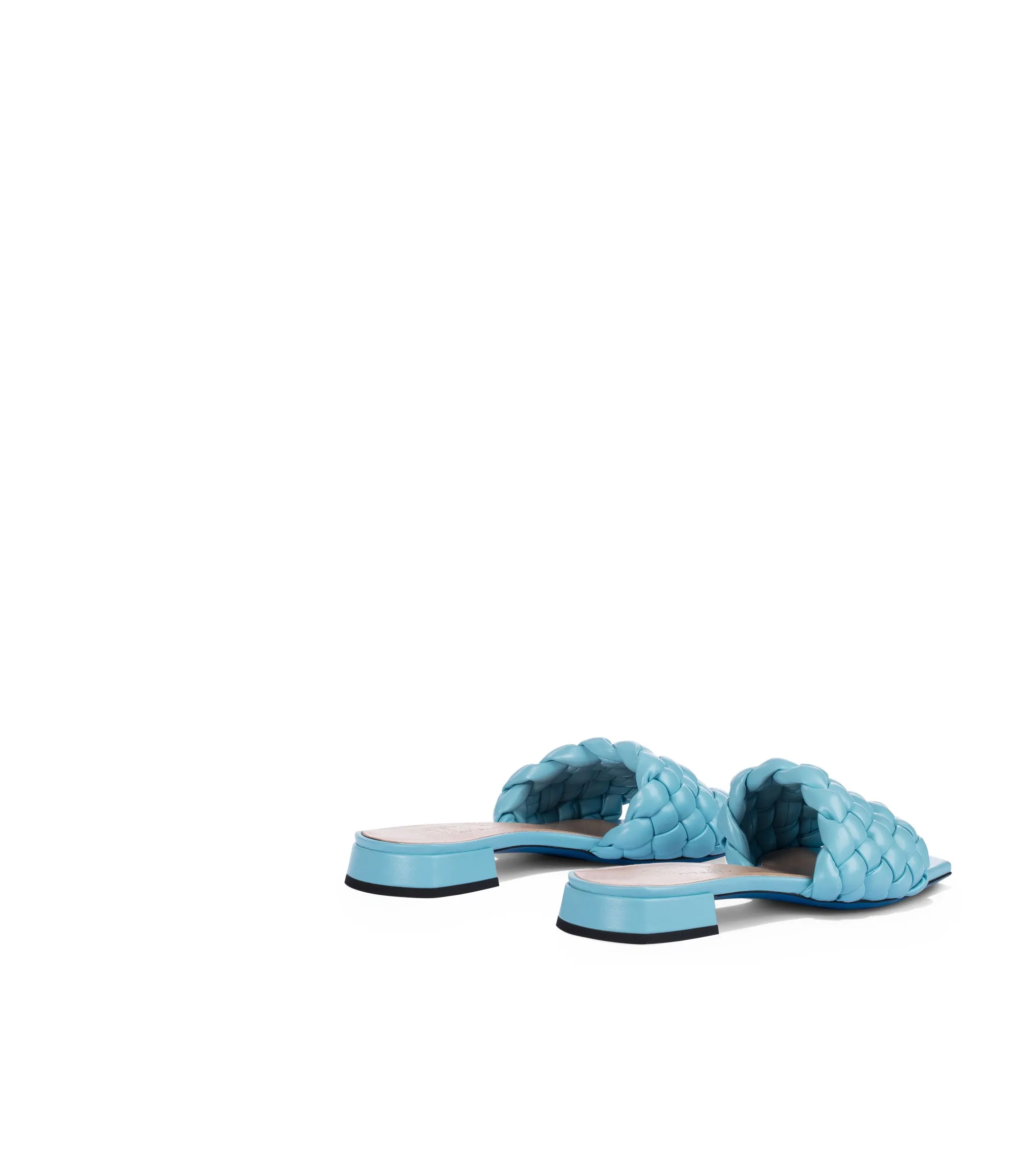 Light blue woven faux leather sandals