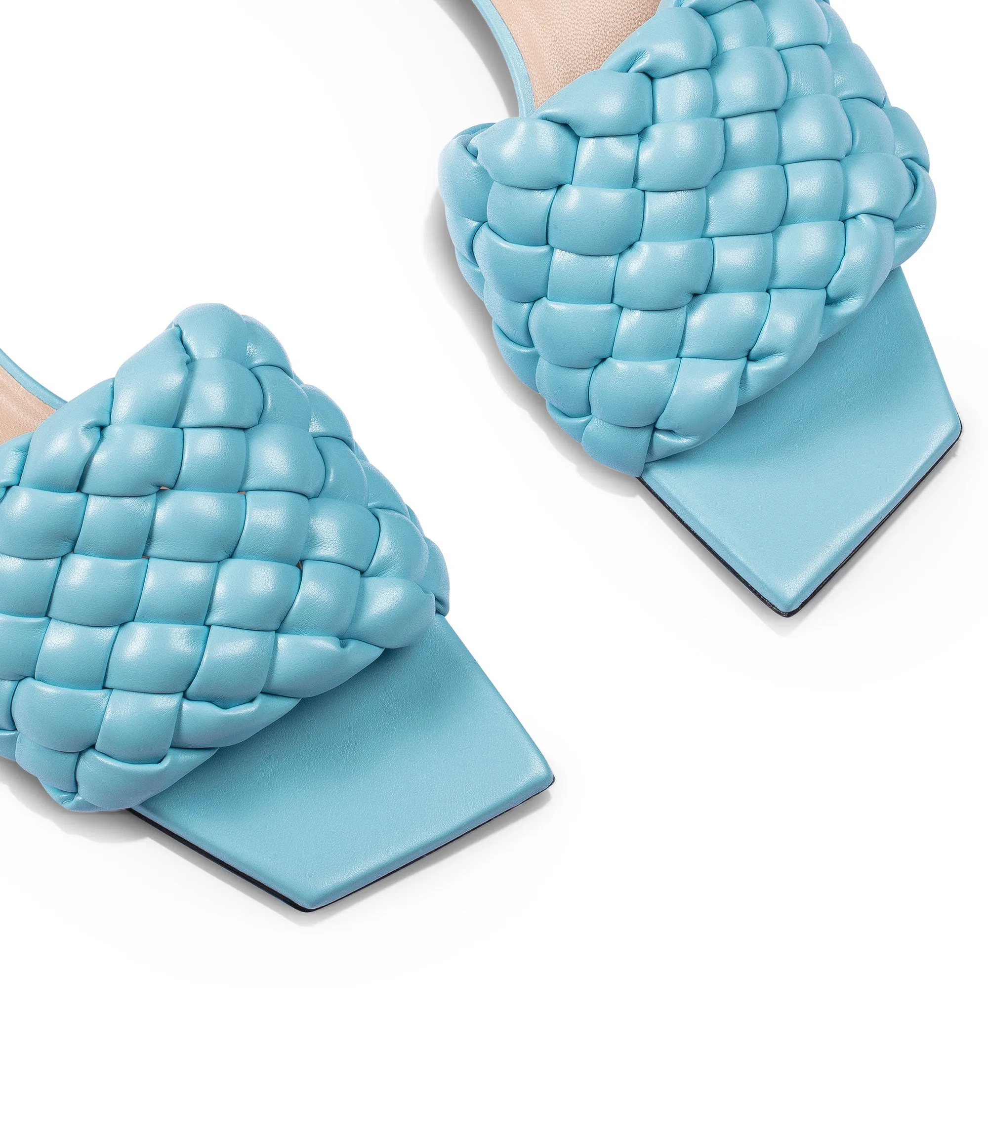 Light blue woven faux leather sandals