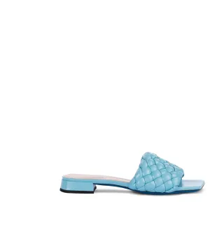 Light blue woven faux leather sandals