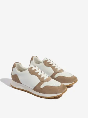 LUNA BLU Brown Colour-Blocked Lace-Up Sneakers