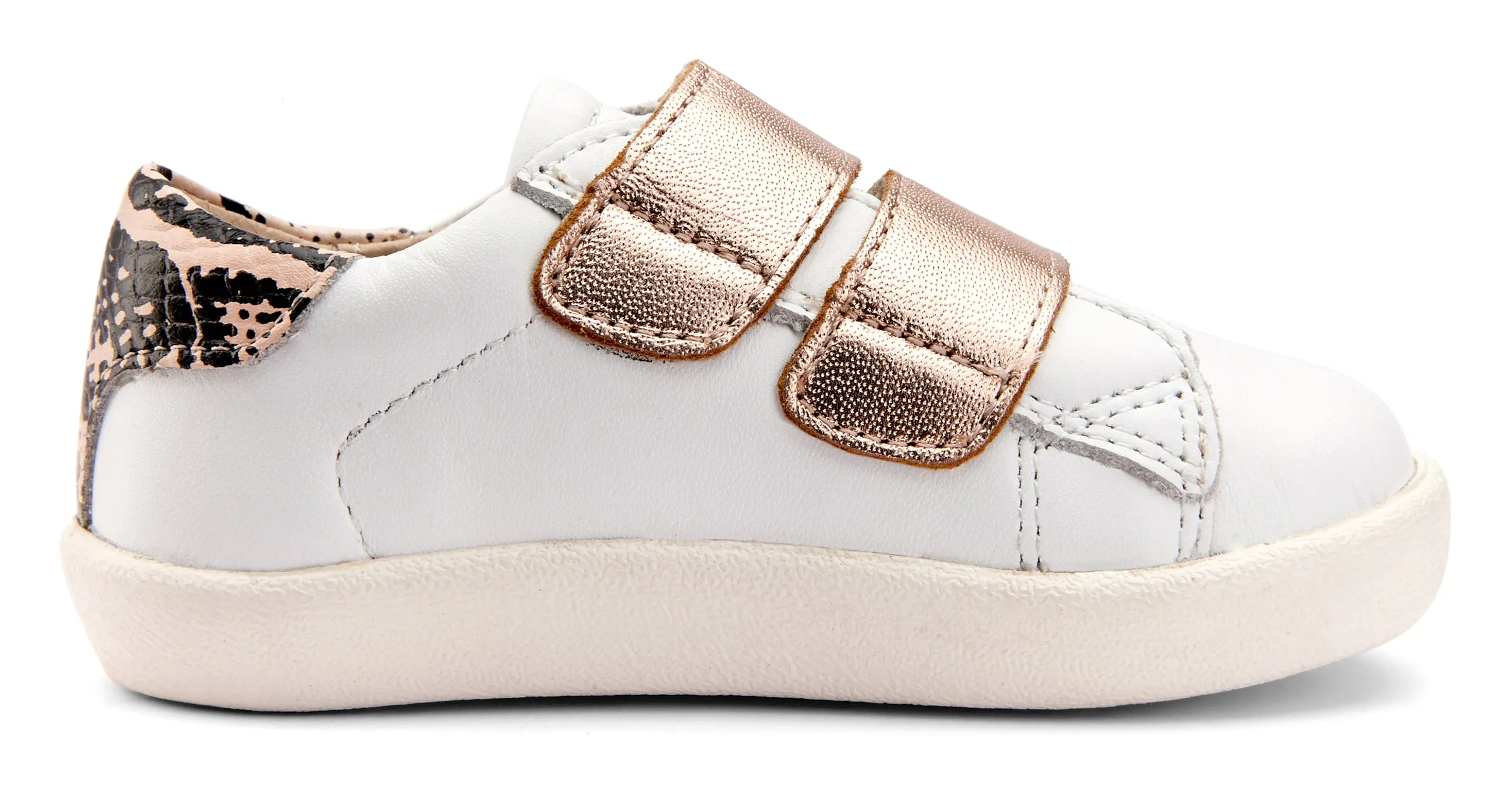 Old Soles Girl's Chime Shoes, Snow/Copper Snake/Copper