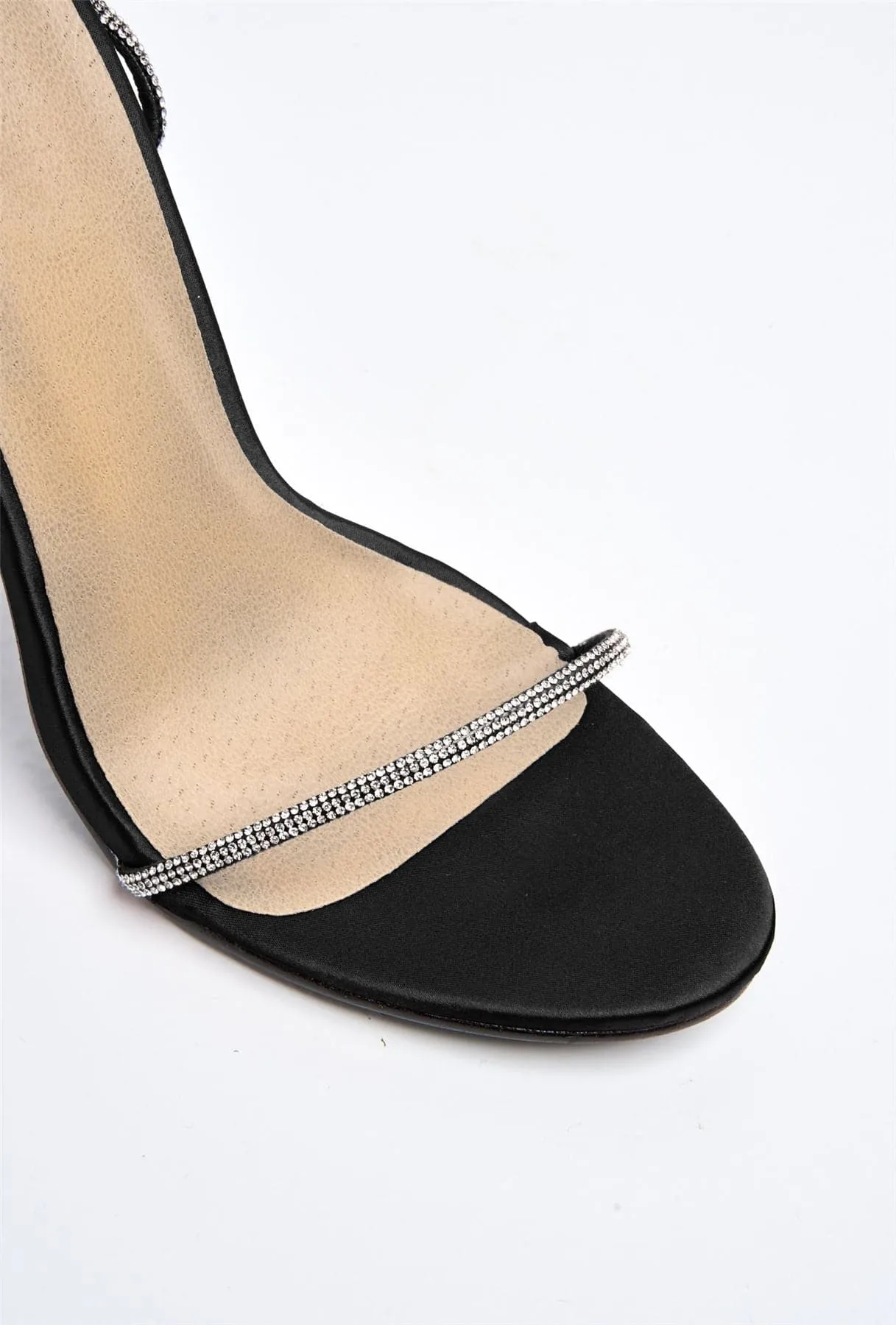 Paula Diamante Straps Lace-up Heels in Black