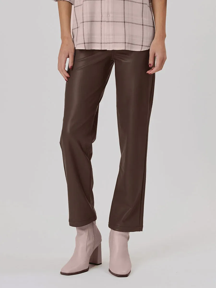 Point Zero Women's 5 Pocket Faux Leather Straight Leg Pants