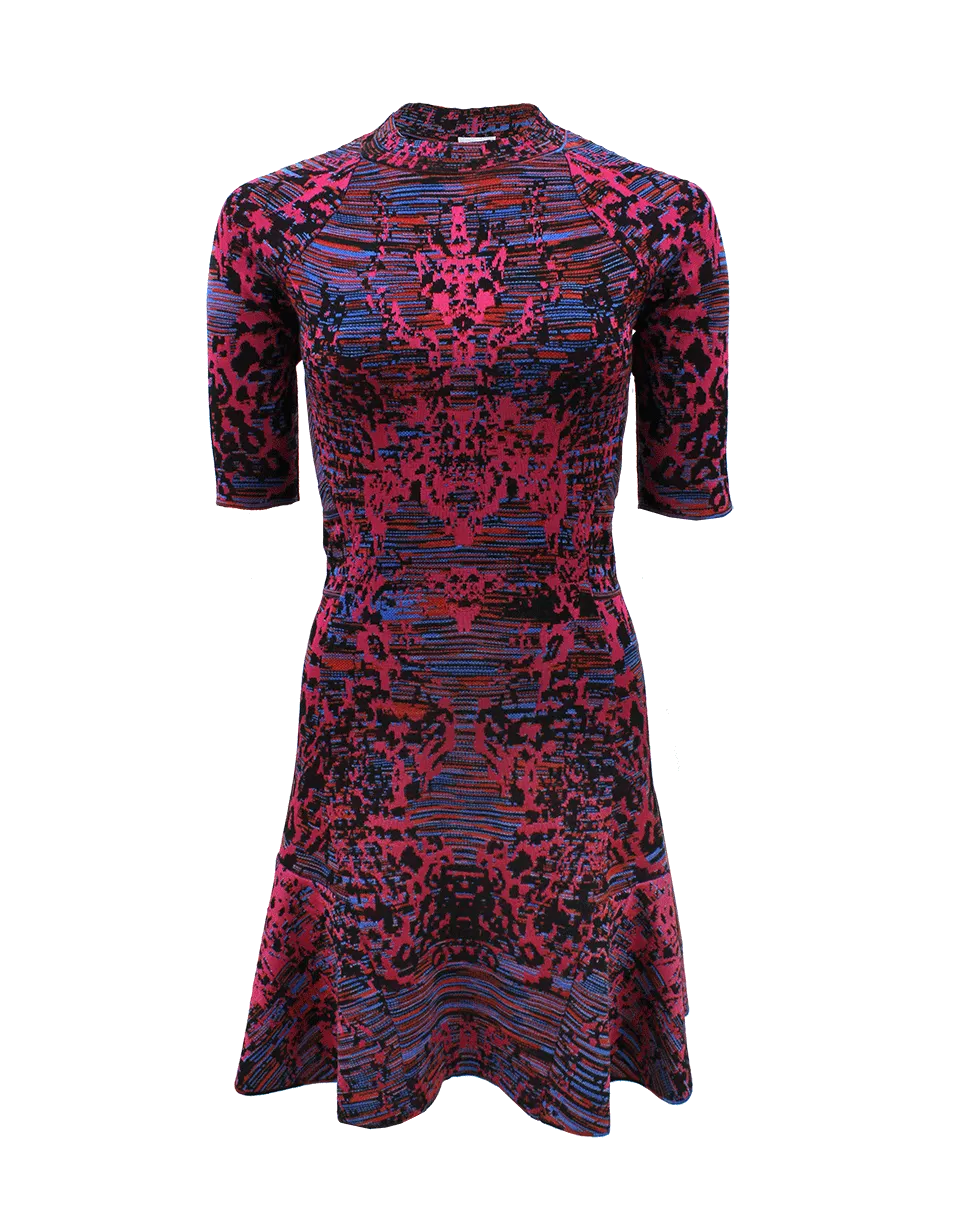 Short Sleeve High Neck Knit Dress