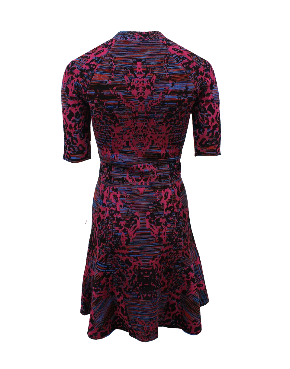 Short Sleeve High Neck Knit Dress