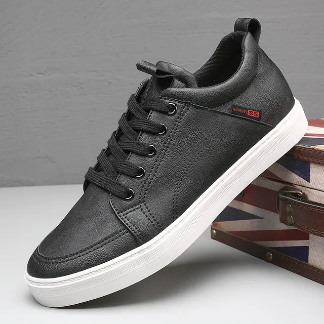 Spring New Products Men's Casual Shoes Outdoor Non-Slip Shoes Fashion Lightweight Sneakers Black Pu Leather Trendy Spotting