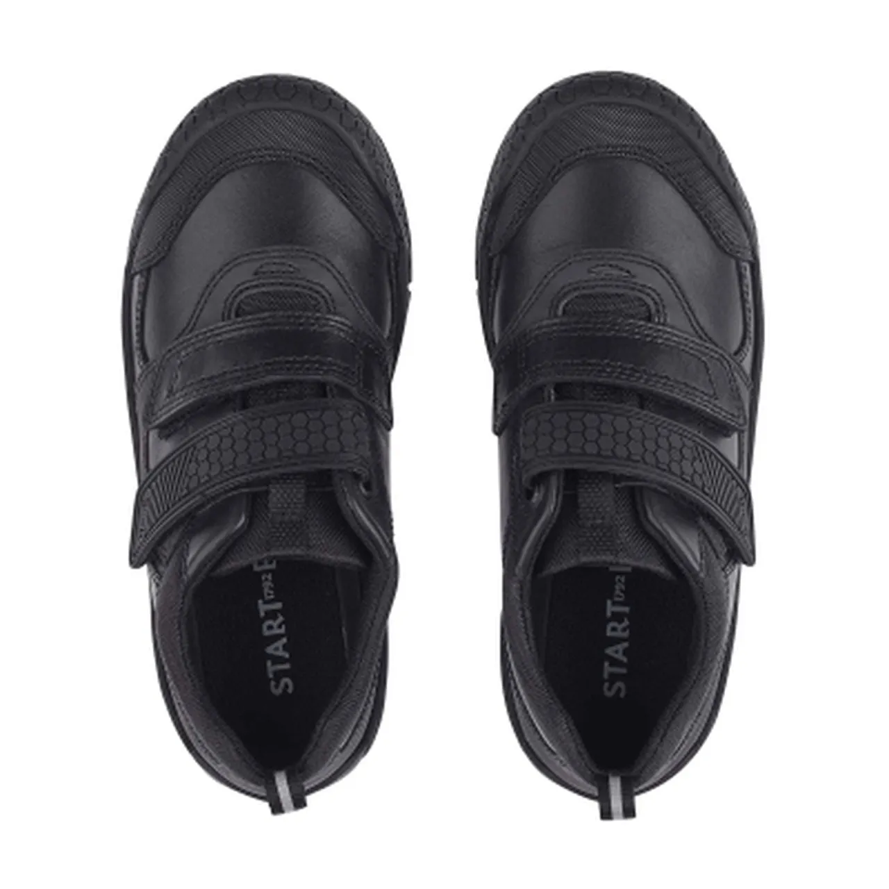 Start-Rite Strike 2793-7 Boys Black Leather Rip Tape Shoes