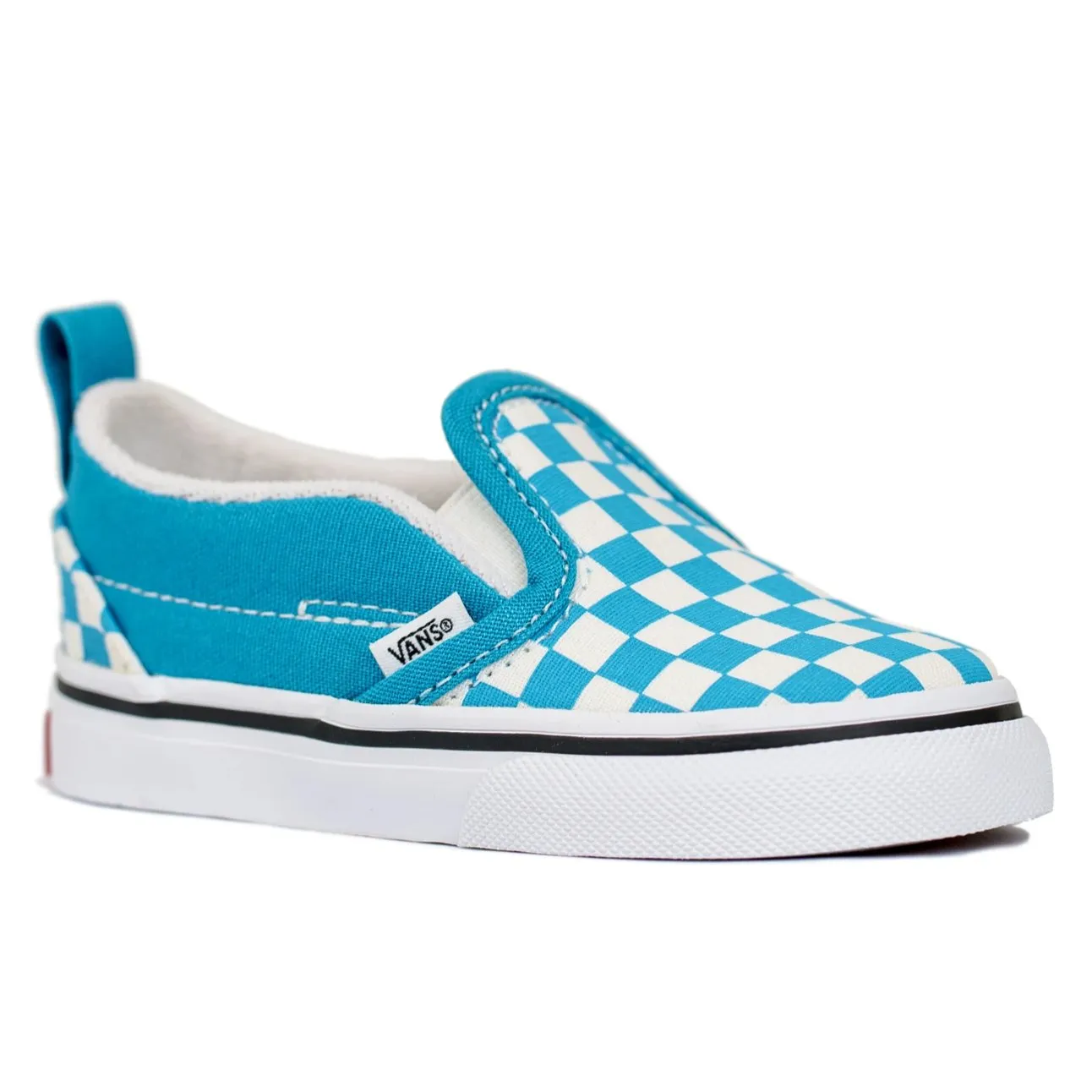 Vans Classic Slip-On V (Checkerboard) - Caribbean Blue/True White