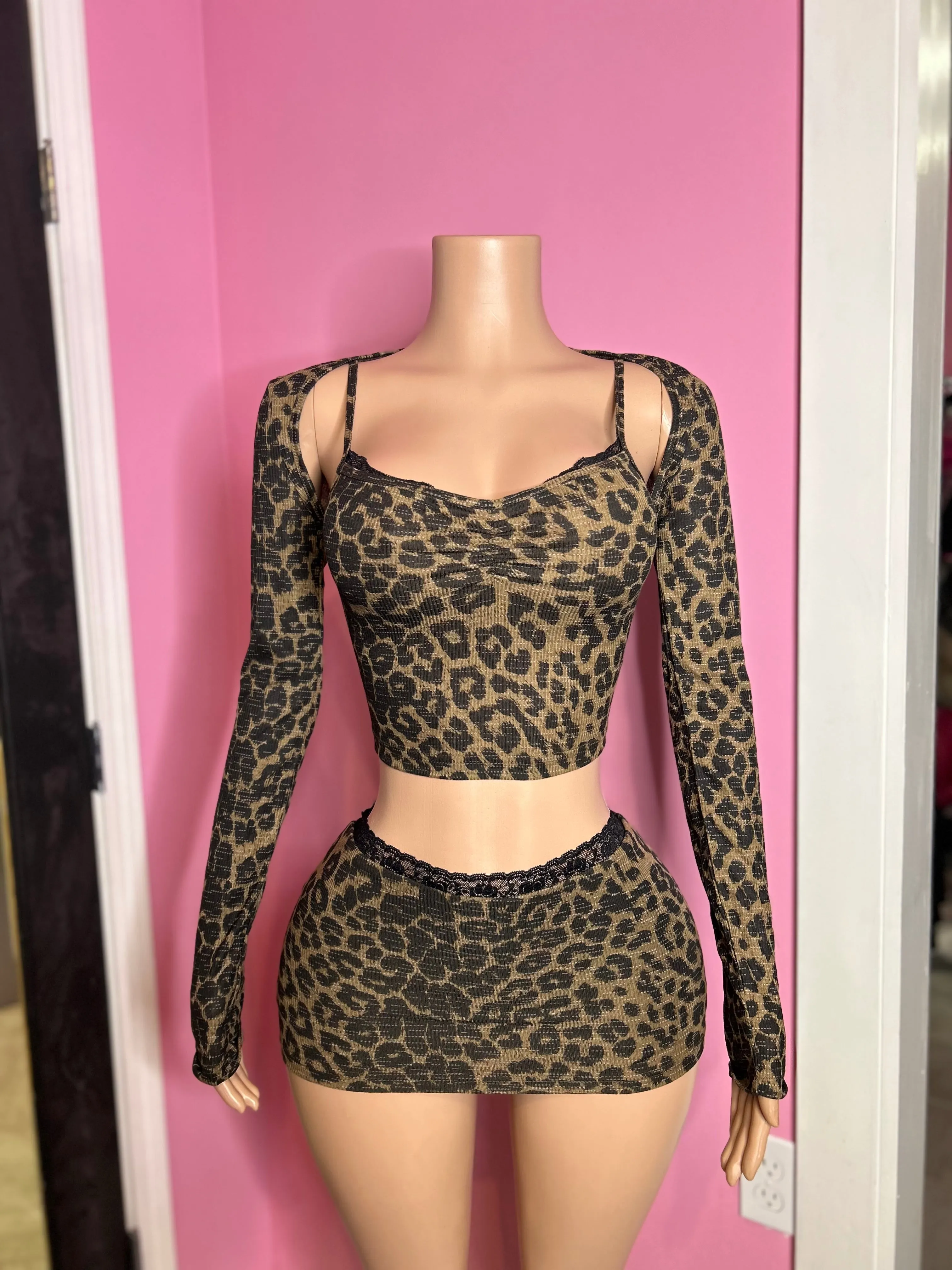 Wild Style Three-Piece Leopard Skort Set