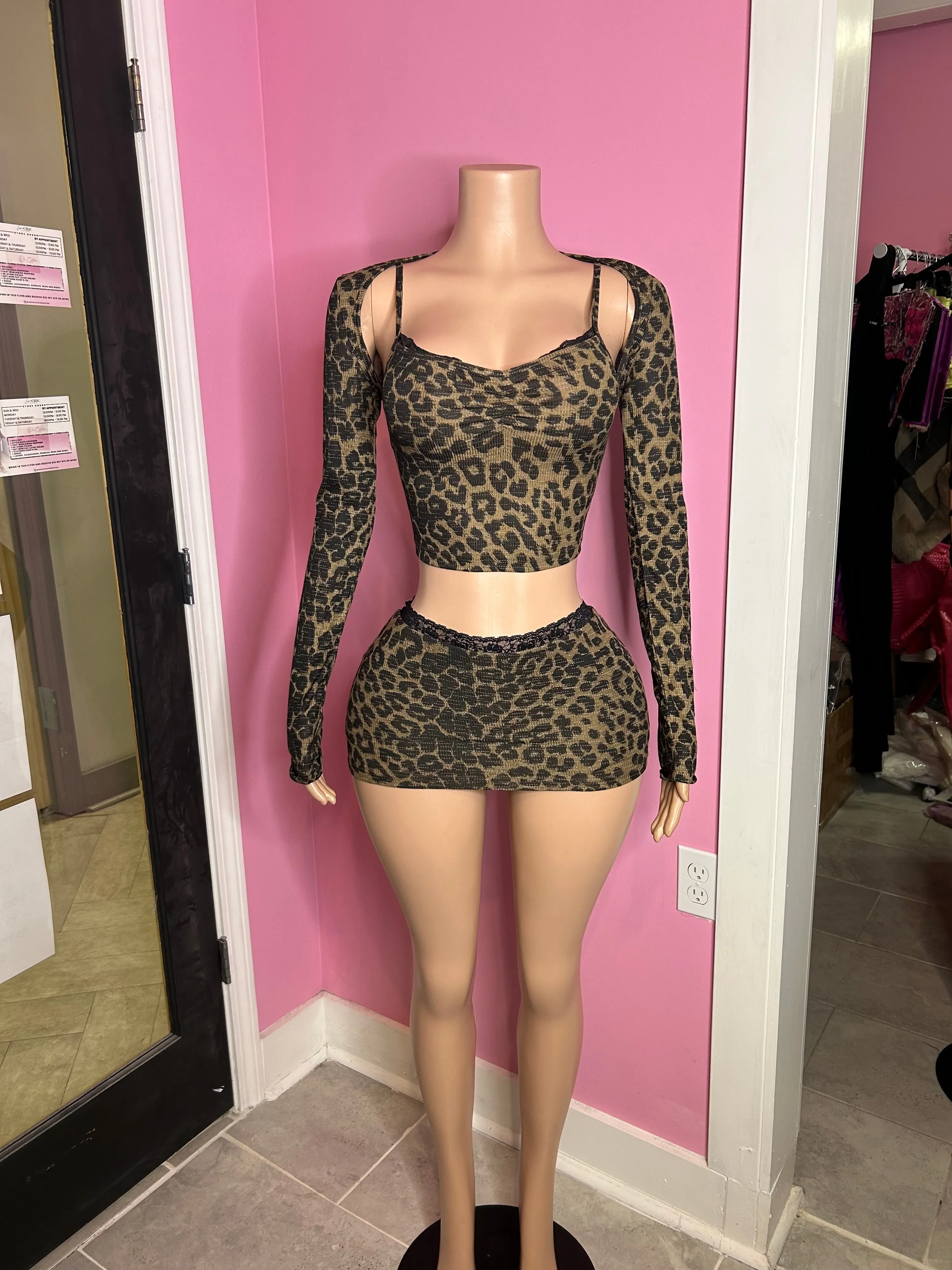 Wild Style Three-Piece Leopard Skort Set