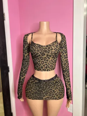 Wild Style Three-Piece Leopard Skort Set