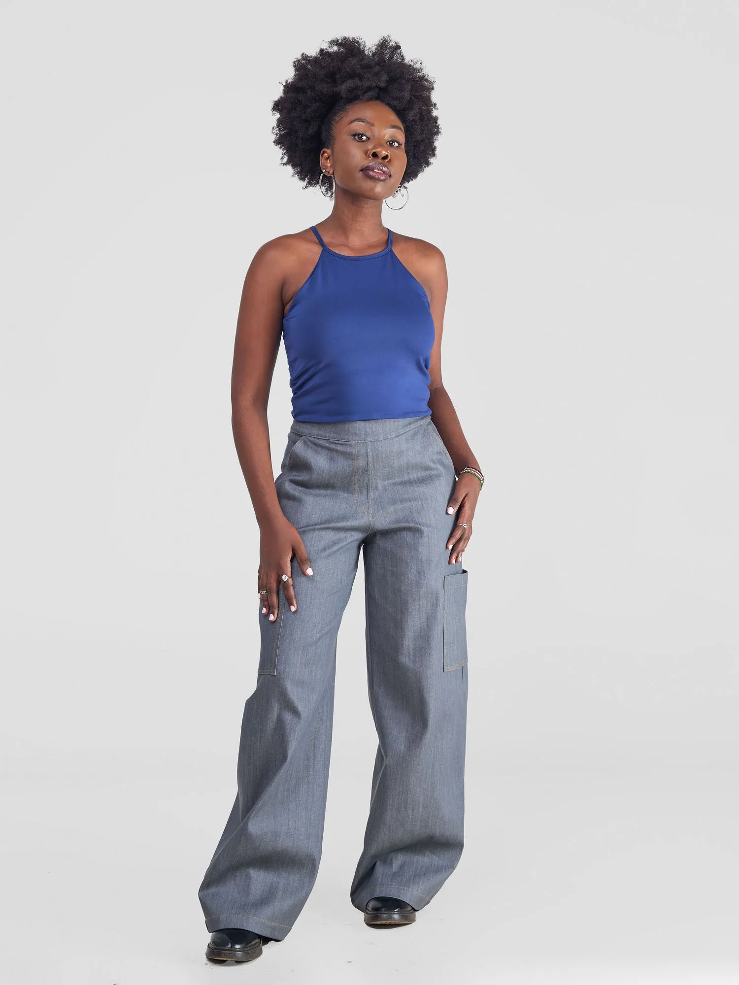 Zoya Yuni Halter Midriff Top - Navy Blue