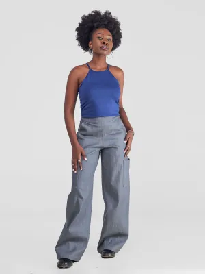 Zoya Yuni Halter Midriff Top - Navy Blue